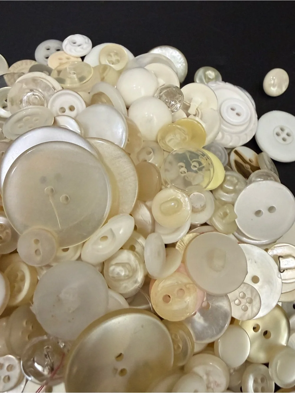 Vintage Mixed Assortment of Sewing Buttons Cream Pearlescent Mother of Pearl